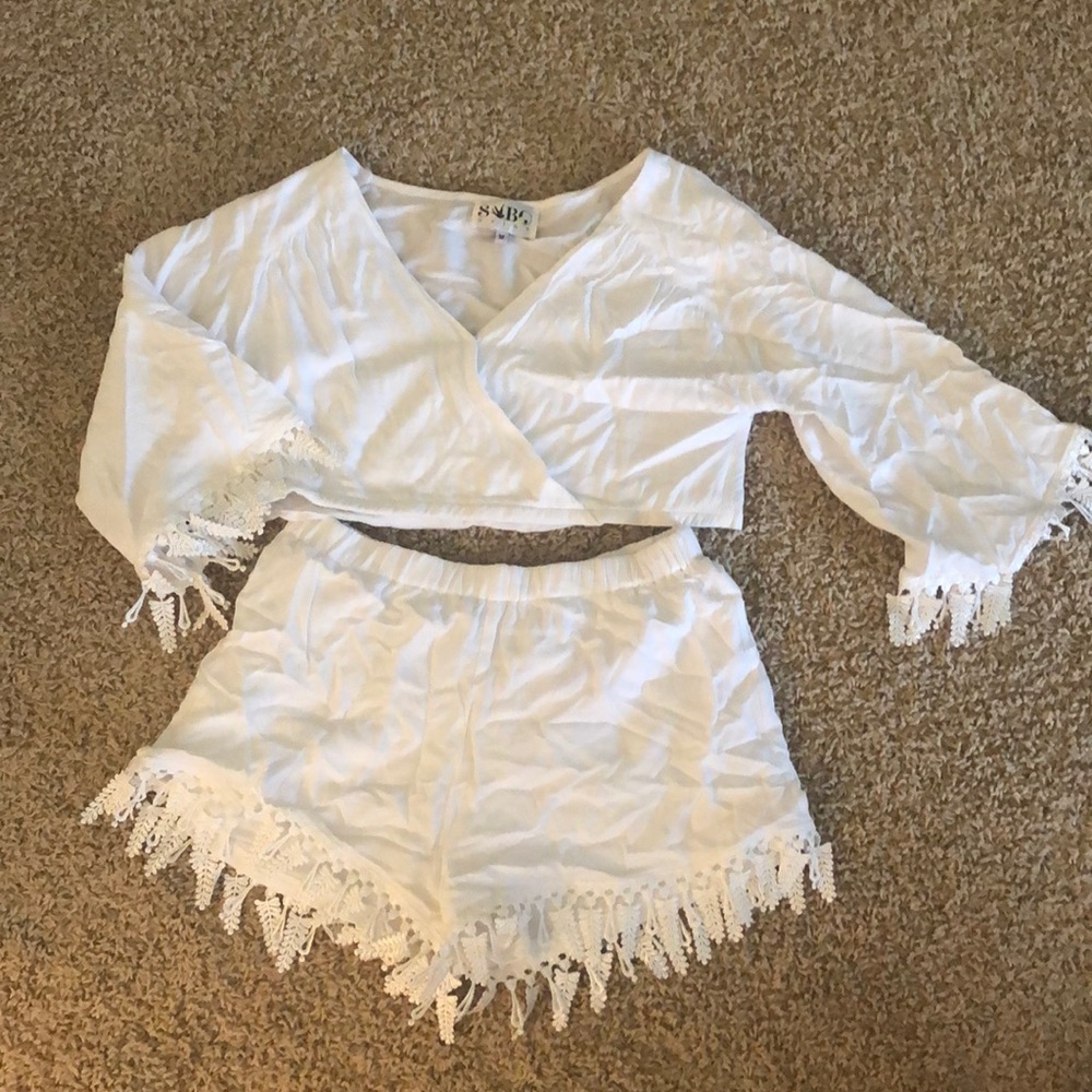 Two piece white set from Sabo Skirt